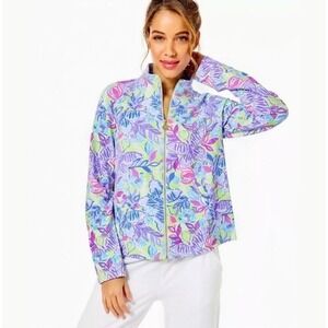 Lilly Pulitzer Leona dew drop stay fly Full Zip Jacket Large Butterfly Print